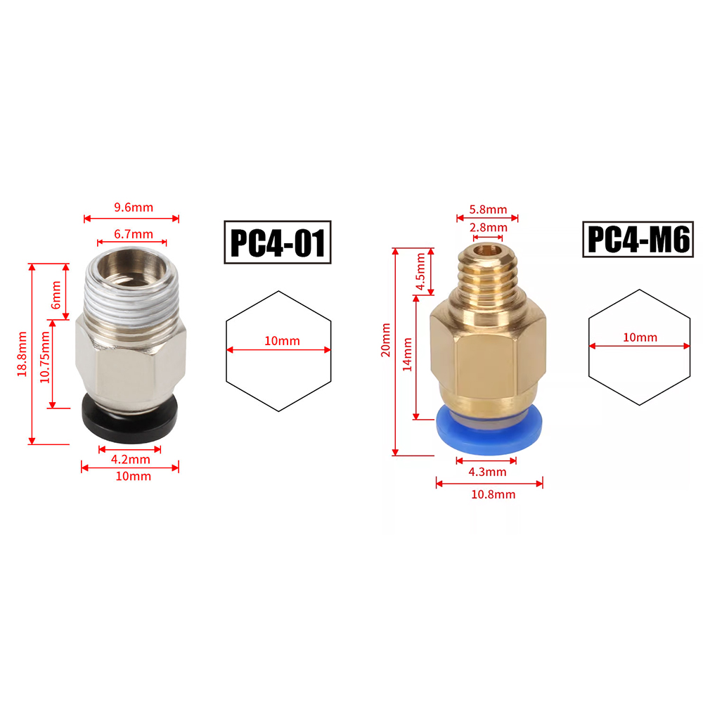 Ptfe Tape Thread - 10 adet/grup PC4-M10 Pnömatik Konnektörler 3D